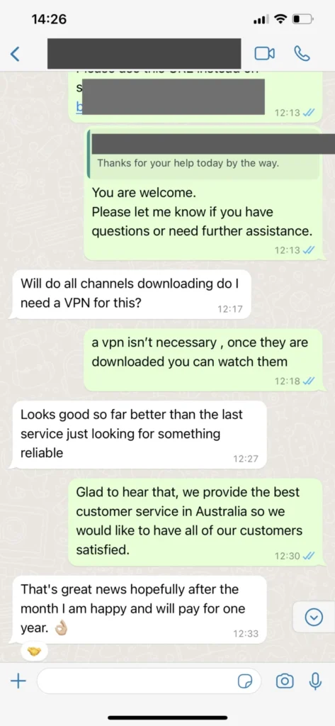 WhatsApp customer support chat screenshot 3